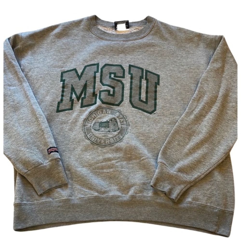 Jansport Gray MSU Sweatshirt with Green Logo